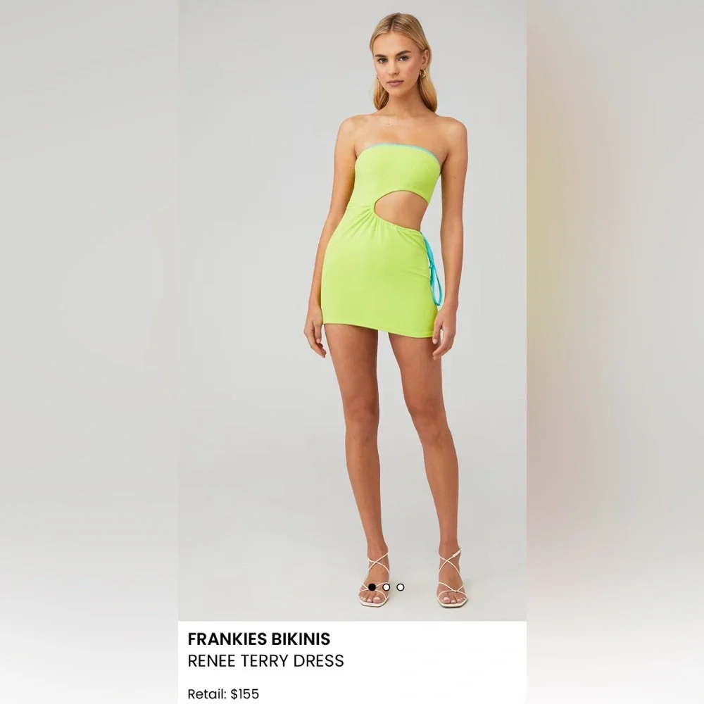 Frankie's Bikinis Lime Green Renee Terry Dress NWOT